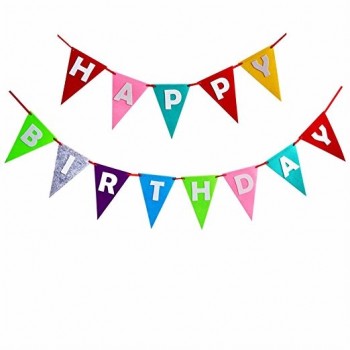 Happy Birthday Decorations Banner Colorful Party Supplies Bunting For Girl And Boy