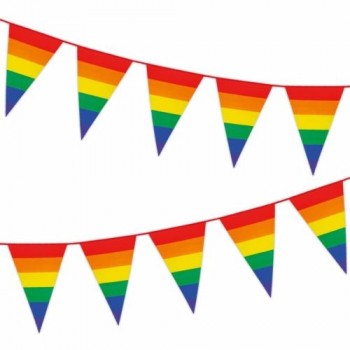 8m Rainbow Carnival Colour Pennant Bunting Stripe Flag Gay Pride Flag Festival Decoration