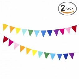Rainbow Felt Fabric Bunting for Birthday Party, Baby Shower, Window and Children's Living Room Decorations