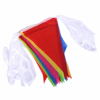 Customized 30 40 70 80m Polyester Triangle Bunting Multi Color Flags Fit Advertising Promotion
